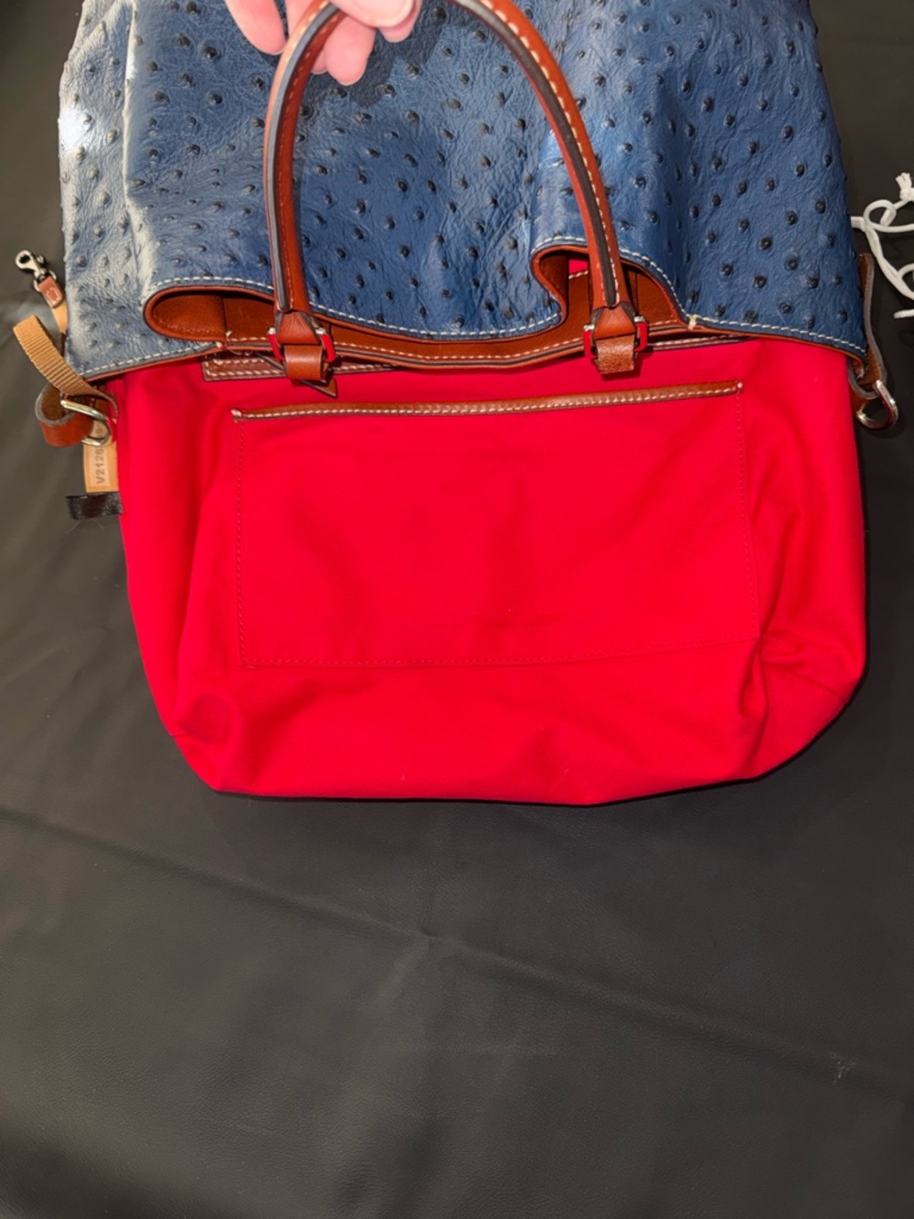Dooney & Bourke Blue Ostrich-Embossed Large Barlow - Picture 13 of 13
